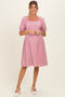 Red Gingham Square Neck Maternity Dress
