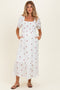Ivory Embroidered Smocked Maternity Midi Dress
