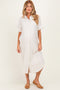 Natural Button Down Maternity Midi Shirt Dress