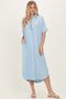 Light Blue Button Down Midi Shirt Dress