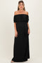 Black Ruffle Off Shoulder Maternity Maxi Dress