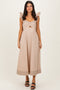 Beige Cutout Seam Detail Midi Dress