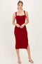 Burgundy Cutout Fitted Midi Dress