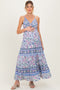 Periwinkle Floral Twist Front Cutout Maternity Maxi Dress