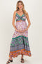 Multicolor Colorblock Floral Twist Front Cutout Maternity Maxi Dress