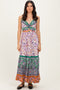 Multicolor Colorblock Floral Twist Front Cutout Maxi Dress