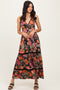 Black Floral Twisted Front Lace Detail Maxi Dress