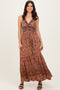 Rust Printed Twisted Front Maxi Dress