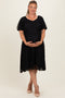 Black Lace Sweetheart Neck Short Sleeve Maternity Plus Midi Dress