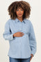 Light Blue Striped Button Down Maternity Shirt