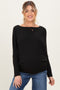 Black Ribbed Maternity Dolman Top