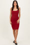 Merlot Ribbed Square Neck Tank Dress