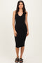 Black Ribbed Knit V-Neck Tank Dress