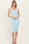 Light Blue Ribbed Knit V-Neck Tank Dress
