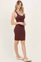 Brown Rib Knit Sleeveless Dress