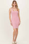 Light Rose Rib Knit Sleeveless Dress