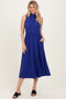 Royal Blue Ribbed Mock Neck Sleeveless Midi Dress