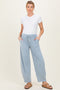 Light Blue Mineral Wash Barrel Leg Maternity Lounge Pants
