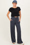 Charcoal Crossover Waist Active Wide Leg Pant