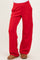 maternity wear red wide leg sweatpants with an elastic waistband and side pockets