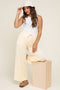 Yellow Mineral Wash Wide Leg Ankle Maternity Pants
