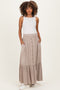 Sand Smocked Waist Button Detail Maternity Maxi Skirt
