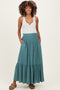Turquoise Smocked Waist Button Detail Maternity Maxi Skirt