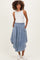 Blue Chambray Tulip Hem Maternity Midi Skirt