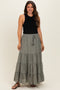 Olive Tiered Drawstring Maternity Maxi Skirt