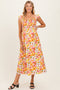 Pink Floral Smocked Sleeveless Maternity Maxi Dress