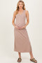Light Tan Ribbed Knit Maternity Midi Tank Dress