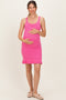 Pink Sleeveless Crochet Knit Maternity Mini Dress