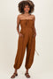 Sepia Strapless Waist Tie Maternity Jumpsuit