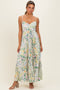 Ivory Floral Pleated Sleeveless Maxi Dress