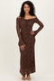 Chocolate Lace Off Shoulder Maxi Dress
