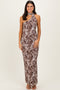 Mocha Printed Halter Maxi Dress