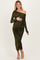 Olive Floral Mesh Overlay One Shoulder Maternity Dress