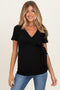 Black Wrap Front Tie Maternity/Nursing Top