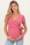 Light Pink Wrap Front Tie Maternity/Nursing Top
