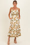 Olive Floral Sleeveless Tiered Maternity Maxi Dress