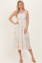 White Floral Shoulder Tie Cutout Midi Dress