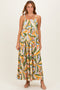 Multicolor Printed Open Back Maxi Dress
