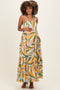 Multicolor Printed Open Back Maternity Maxi Dress
