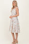 Ivory Floral Shoulder Tie Tiered Midi Dress