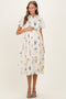 Ivory Floral Button Down Maternity Midi Dress