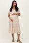 Cream Floral Chiffon Smocked Maternity Midi Dress