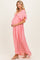 Pink Button Down Deep V-Neck Maternity Maxi Dress