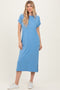 Dusty Blue Pocket Front Midi T-Shirt Dress