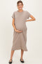 Beige Pocket Front Maternity Midi T-Shirt Dress