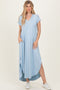 Jade Blue Side Slit Maxi Dress